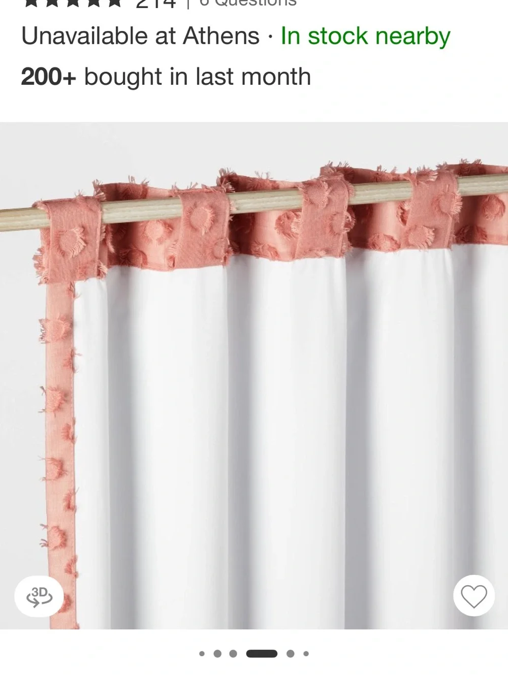 Pillowfort Coral Pink Textured Dot Curtain Panel